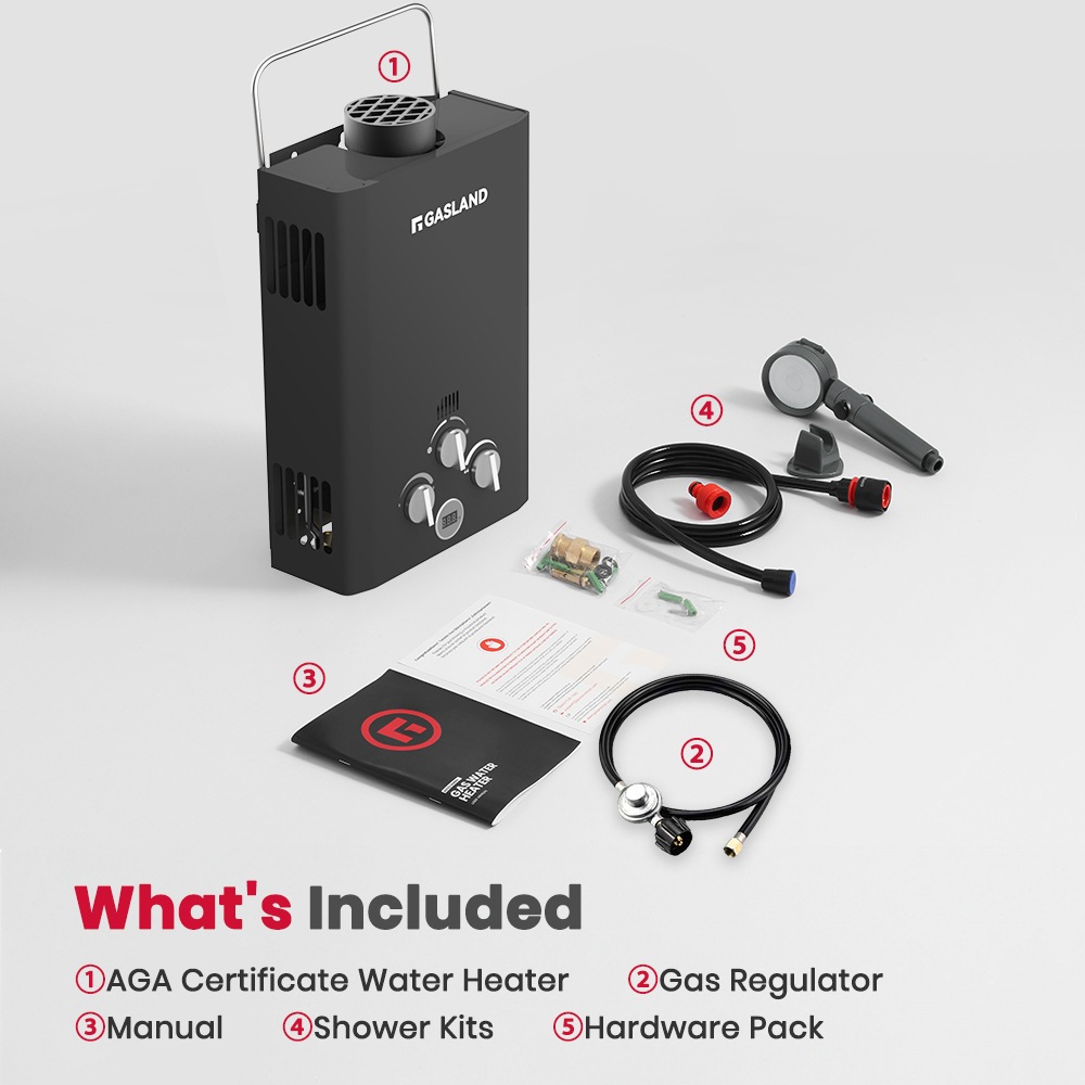 GASLAND Portable LPG Gas Hot Water Heater Caravan Camping Shower Pump