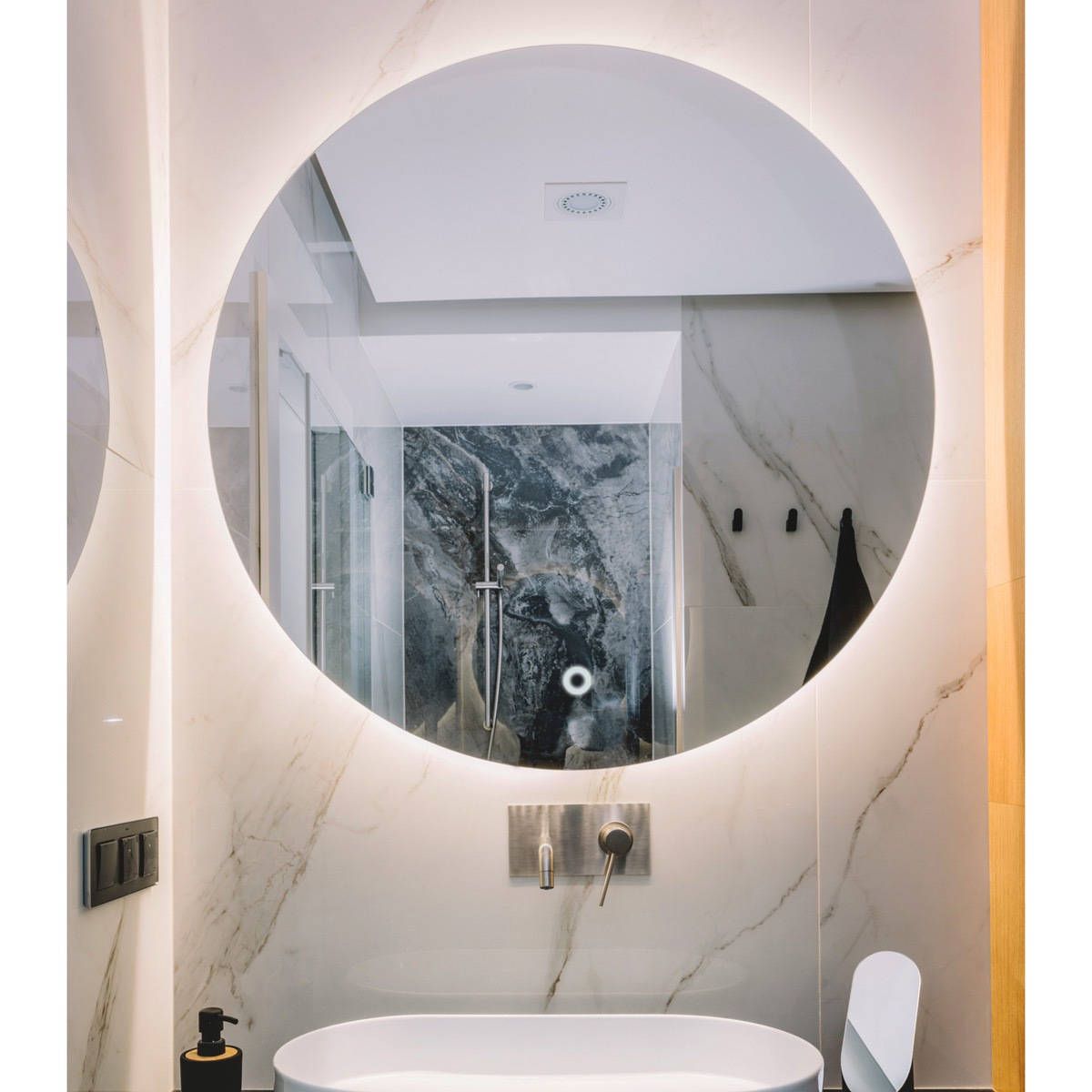 Aurora Round Backlit Bathroom Mirror with Demister 600mm or 800mm Buy