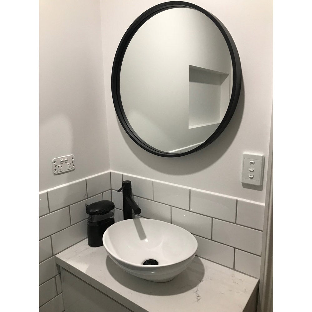 Milan Round Black Metal Frame Bathroom Mirror (60cm) or (90cm) Buy Wall Mirrors 335937
