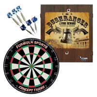 Dart Board and Cabinet Set Ned Kelly Bushranger + TX290 + Darts