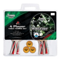 Formula WARRIOR 4 Player Table Tennis Ping Pong Set 4 Bats 3 Balls