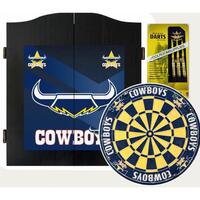 North QLD Queensland Cowboys NRL Dart Board & Cabinet Set