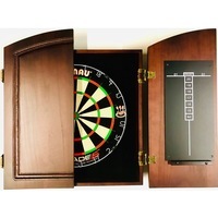 Winmau Blade 5 FIVE Dart Board & TIMBER Cherry Colour Wood Cabinet + Darts SET