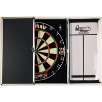 Winmau Blade 5 FIVE Dart Board and Aluminium Alloy Black Cabinet with Darts SET