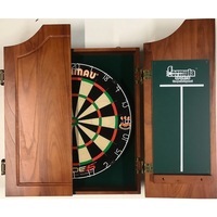 Winmau Blade 5 FIVE Dart Board & Walnut Solid Wood Cabinet + 6 x Darts SET