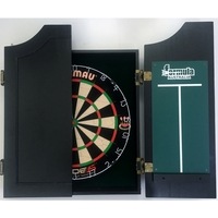 Winmau Blade 5 FIVE Dart Board & Black Solid Wood Cabinet + 6 x Darts SET