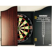 Winmau Blade 5 FIVE Dart Board and Winmau Rosewood Wooden Dart Cabinet with 6 Darts SET