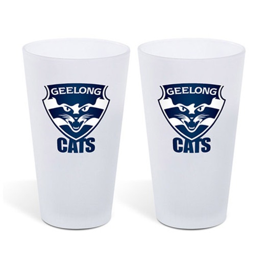 Geelong Cats Afl Frosted Glass Glasses Set Of 2 500ml Buy Beer Glasses Mugs 920638