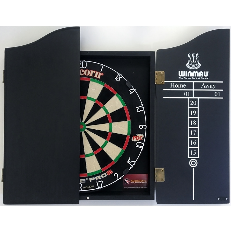 Unicorn Eclipse Pro 2 Dart Board Winmau Black Wooden Cabinet 6