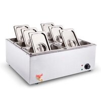 SOGA Stainless Steel Electric Bain-Marie Food Warmer with Pans and Lids 6*3L