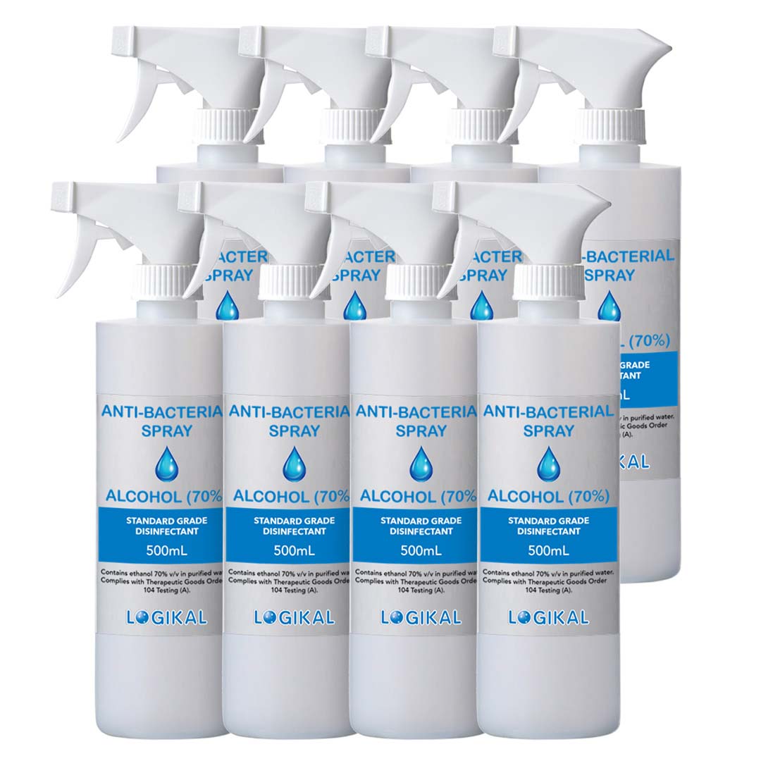8X 500ml Standard Grade Disinfectant AntiBacterial Alcohol Spray