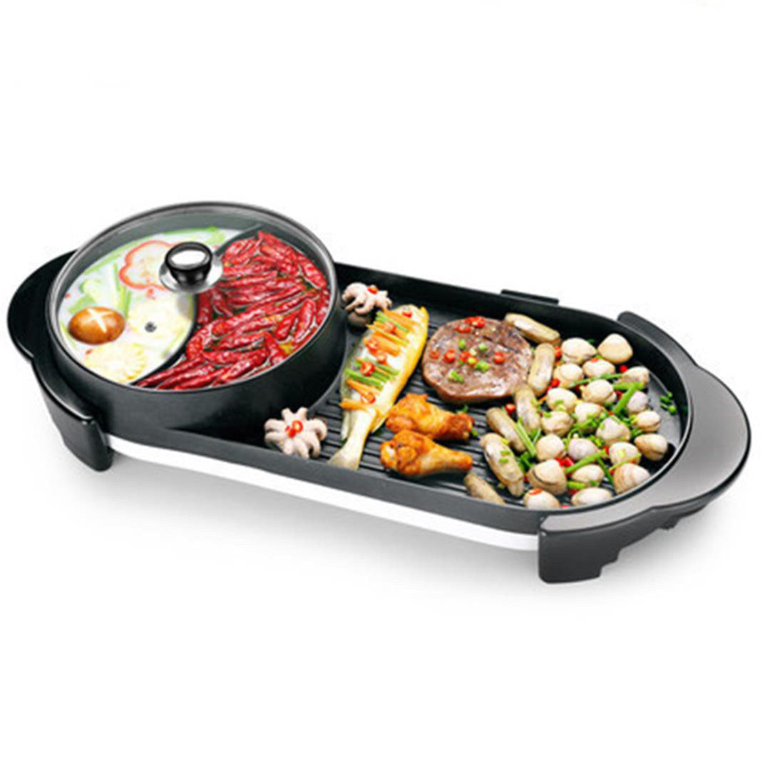 SOGA 2 in 1 Electric NonStick BBQ Teppanyaki Grill Plate Steamboat