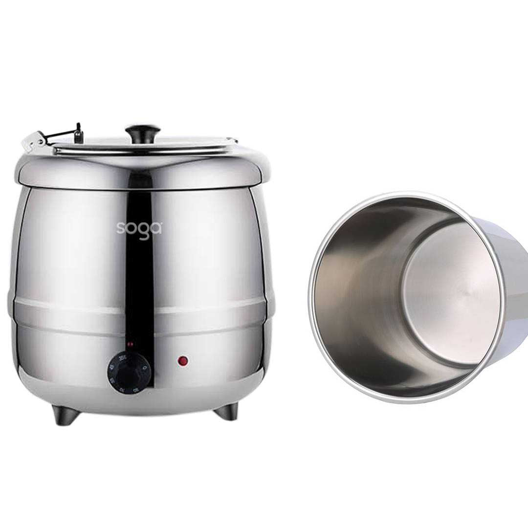 SOGA 2x 10L Soup Kettle Commercial Soup Pot Electric Soup Maker