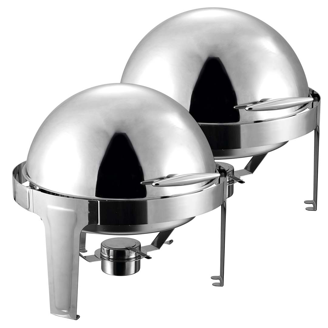 SOGA 2X 6L Stainless Steel Chafing Food Warmer Catering Dish Round Roll