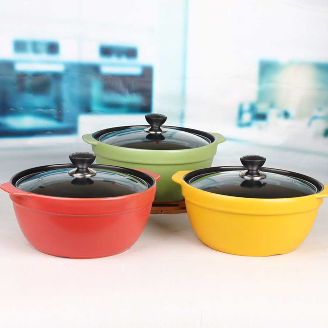 3 5L Ceramic Casserole Stew Cooking Pot with Glass Lid 3 5L Ceramic Casserole Stew Cooking Pot with Glass Lid