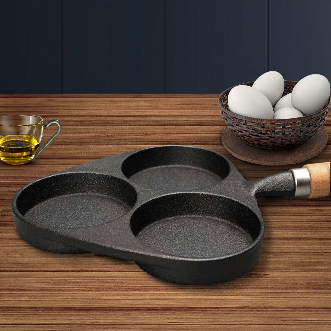 SOGA 3 Mold Cast Iron Breakfast Fried Egg Pancake Omelette Nonstick