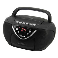 Lenoxx CD815 Black Portable Boombox CD-R/CD-RW/Cassete Tape Player AM/FM Radio