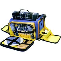 2 Person Picnic Set/Shoulder Bag Plates/Cutlery/Wine Glasses Blanket Cup Holders
