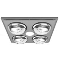 Heller 3 in 1 Ceiling Bathroom Exhaust Fan w/Heater Heat Globes/LED Light Silver