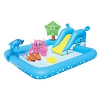 2.4m Kids Interactive Summer Water Fun Play Pool w/ Games/Slide/Blow-up Animals