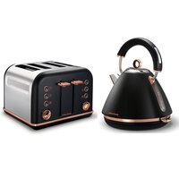 Morphy Richards Black Accents Rose Gold 1.5L Pyramid Kettle and 4 Slice Toaster