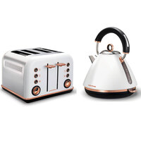 Morphy Richards White Accents Rose Gold 1.5L Pyramid Kettle and 4 Slice Toaster