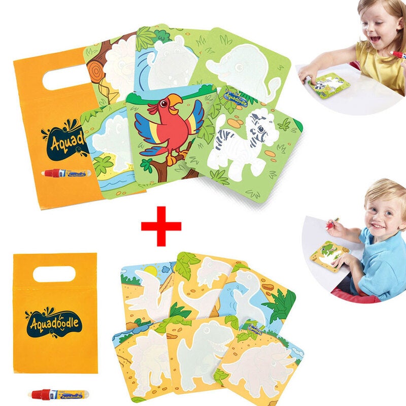 2pk Tomy Aquadoodle Mini Mats Zoo Dinosaurs Drawing Activity