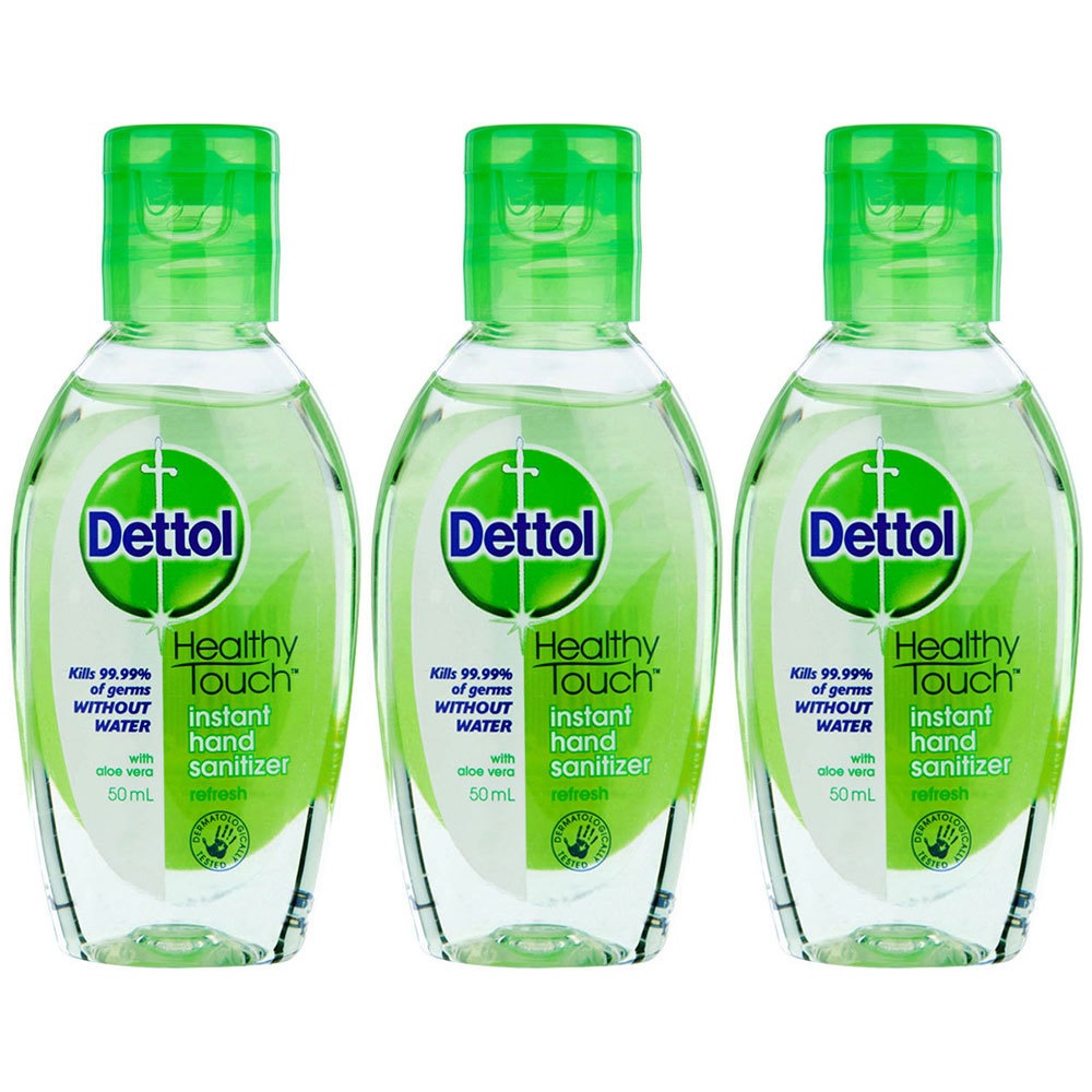 3x Dettol 50ml Instant Hand Sanitiser Refresh Antibacterial Cleanser w