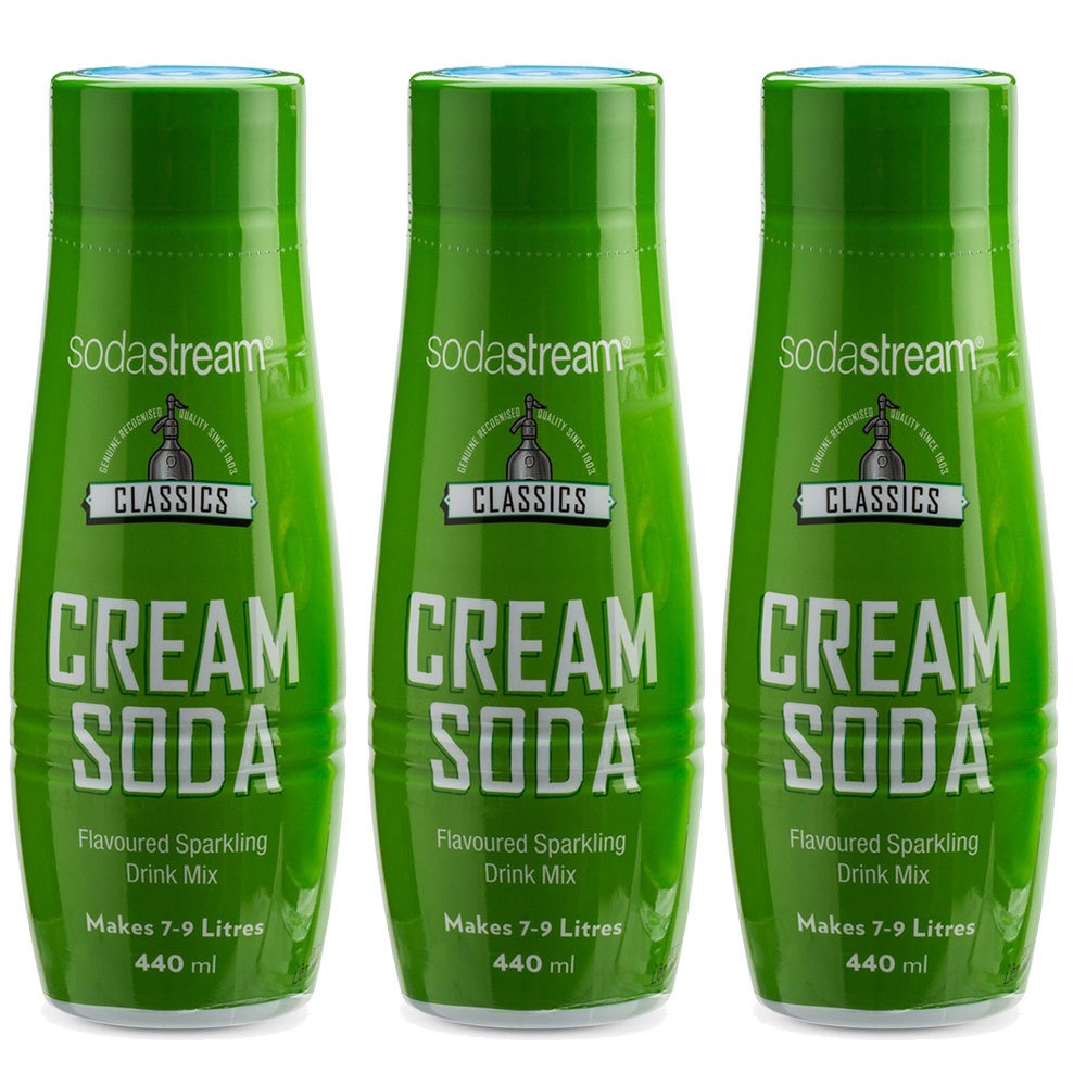 3x SodaStream Classics Cream Soda 440ml/Sparkling Water Syrup Drink Mix