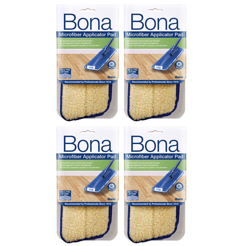 4PK Bona Microfibre Applicator Pad for Wood Refresher/Polish Floor Mop