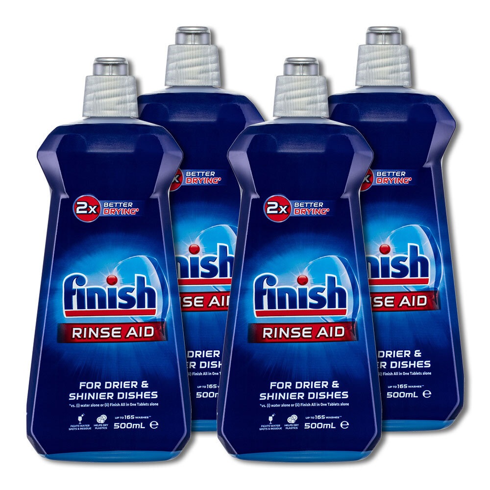 4x Finish Dishwashing Rinse Aid Shine & Protect Shiny/Clean/Fast Drying