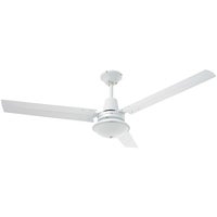 Arlec 120cm 4 Blade White Ceiling Fan With Oyster Light And