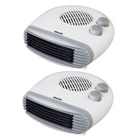 2PK Heller 2400W Electric Portable Low Profile Floor Fan Heater w/ 2 Heating Set
