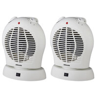 2PK Heller 2000W Electric Portable Upright Oscillating Floor/Desk Fan Heater