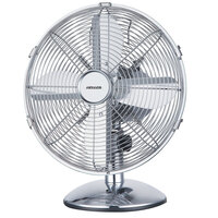 Heller 30cm Desk/Floor Oscillating Fan/Tilt/Air Cooling/Cooler/Metal/Chrome