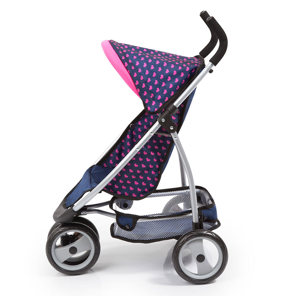 Bayer 69cm Pram/Doll Stroller Jogger Navy w/Pink Hearts & Unicorn Kids Toy 3y+ 4003336399547