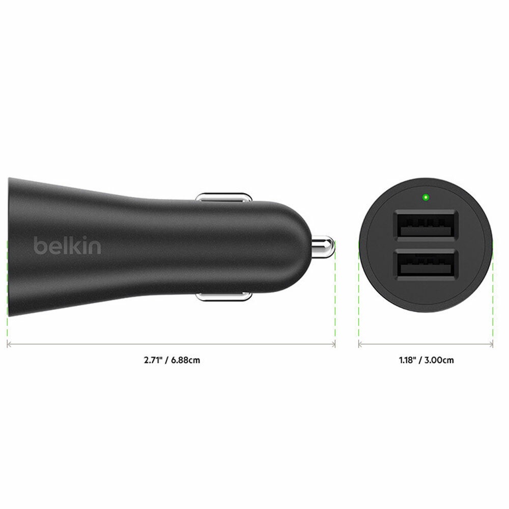 Belkin 2 Port Car Charger Adapter Dual 2 4a Ports For Iphone X Xs