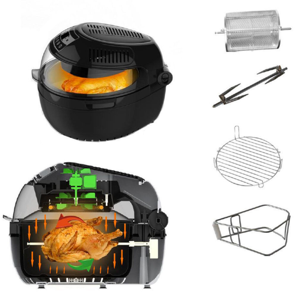 Large 10L Turbo Digital Airfryer/IR/Food Rotation Low Fat Healthy