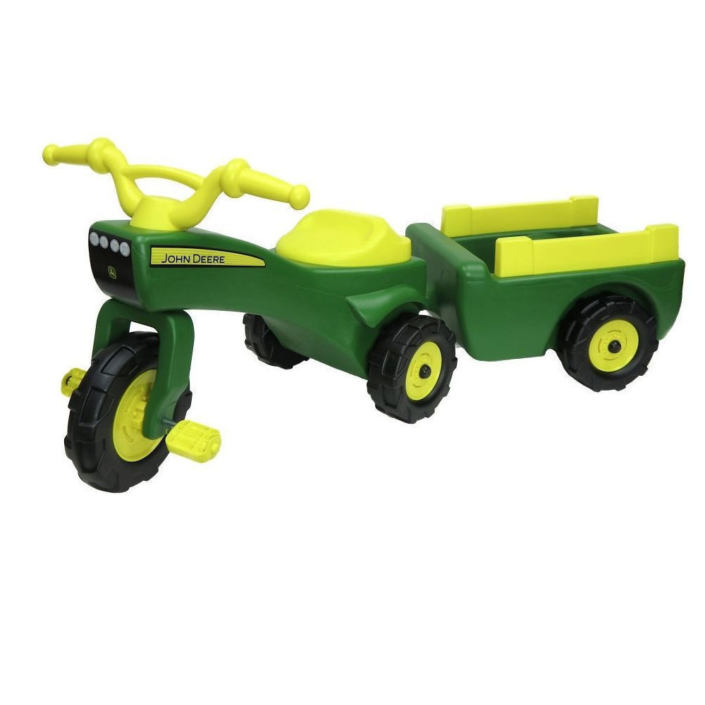 John Deere Kids Ride on Pedal Trike Tractor w Pull Wagon Children Toy
