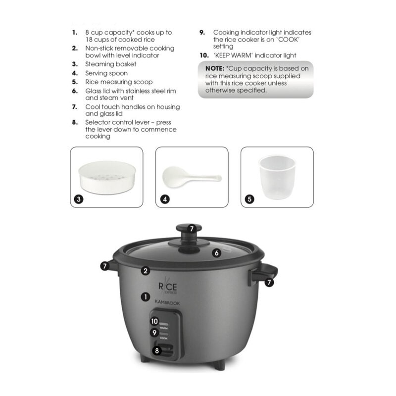 Kitchen, Dining & Bar Kambrook Stainless Steel Electric 10 Cup Rice