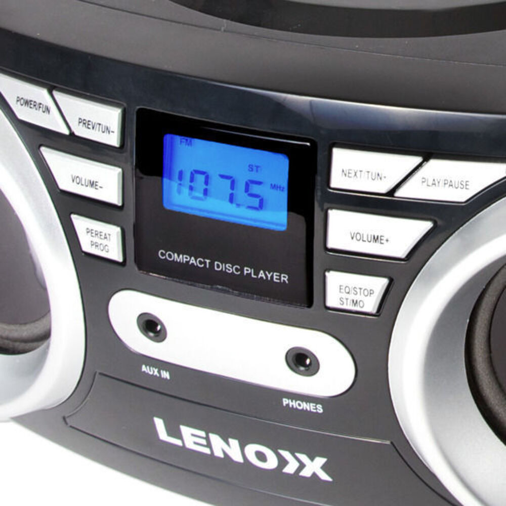 Lenoxx Black Portable Boombox CD CDR/CDRW Player Speaker/FM radio/Aux