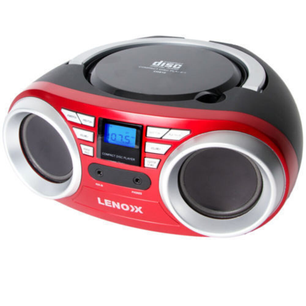 Lenoxx Red Portable Boombox CD CDR/CDRW Player Speaker/FM radio/Aux