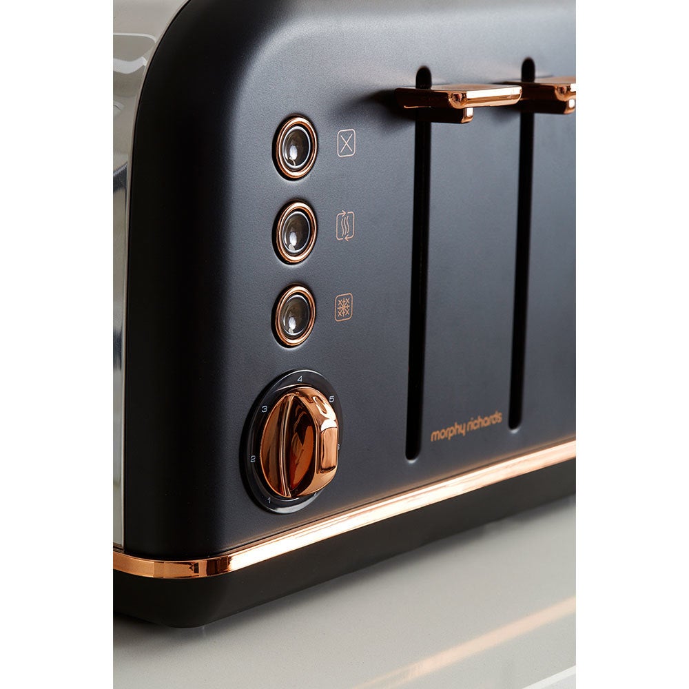 Morphy Richards 242107 Black Accents 4 Slice Toaster Rose Gold w