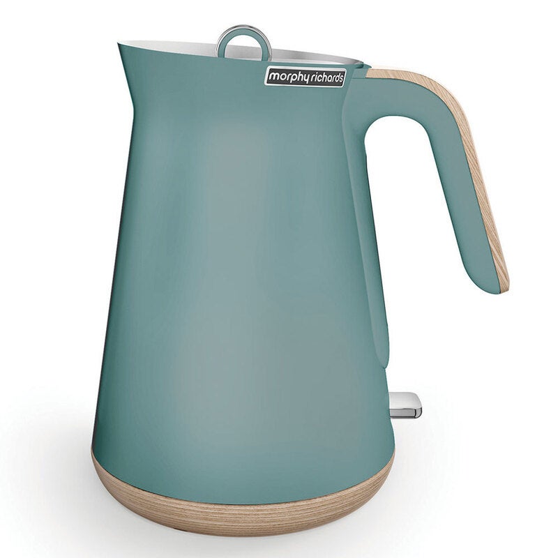morphy richards 1.5 l black titanium jug kettle with wood trim