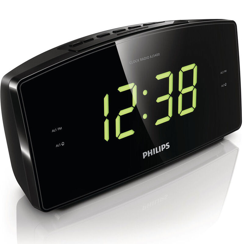 Philips AJ3400 Large Big Led Digital Display Number Fm Radio Dual Alarm