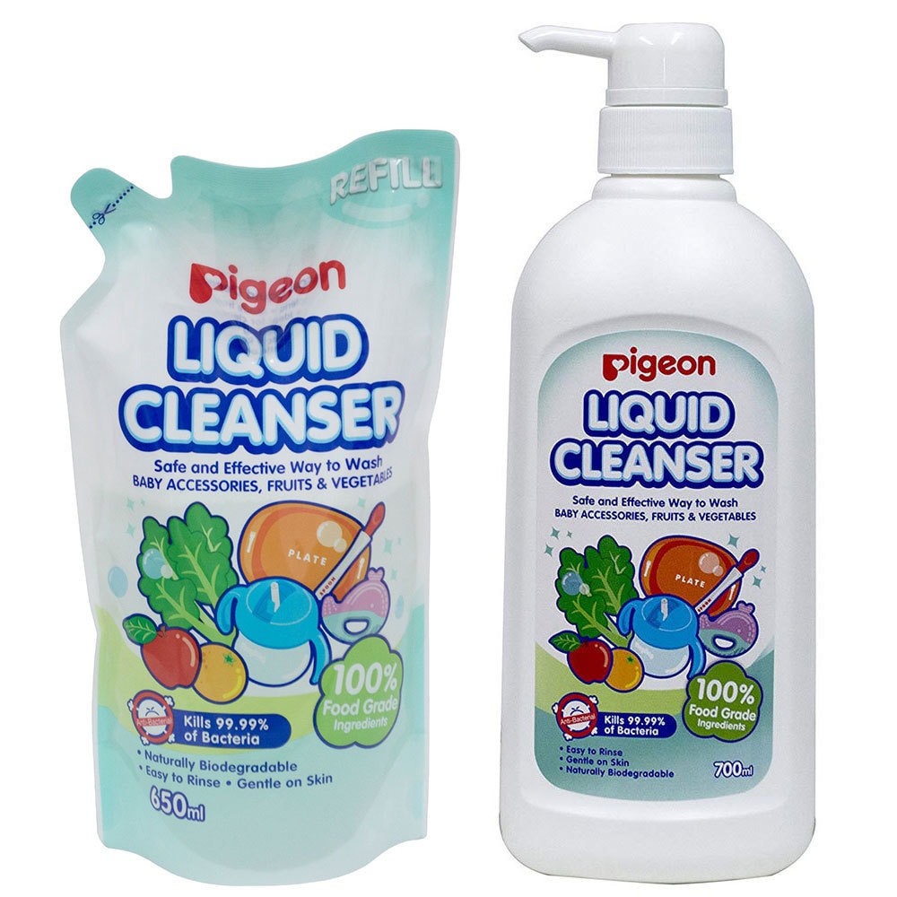 Pigeon 700ml Liquid Cleanser w/ 650mlRefill for Baby Bottles/Food/Fruit