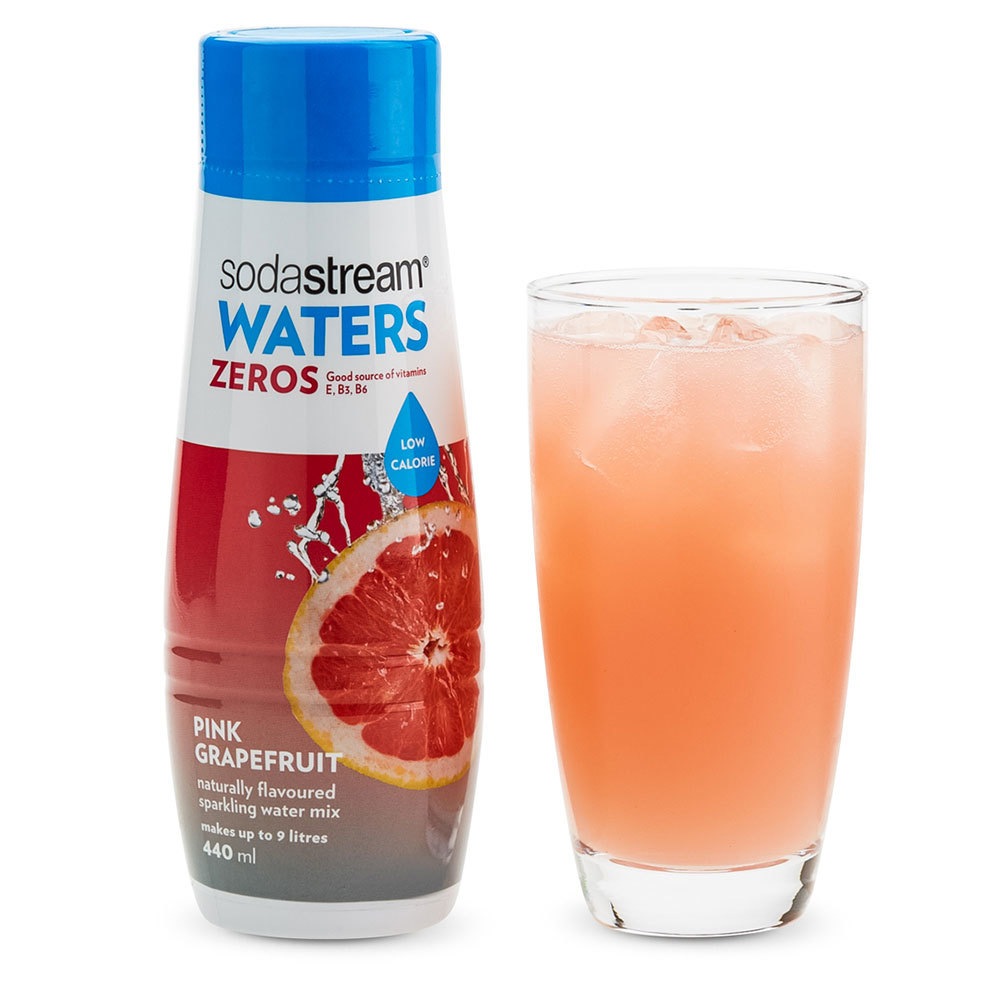 SodaStream Zeros Pink Grapefruit 440ml/Sparkling Soda Syrup Mix Low
