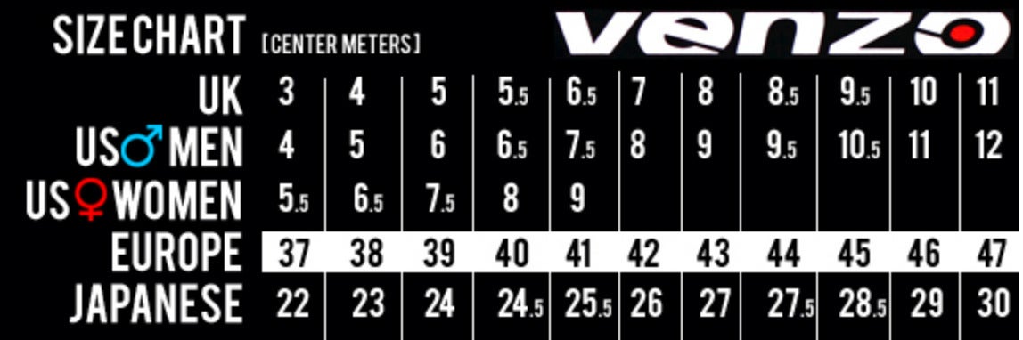 Venzo Shoe Size Chart