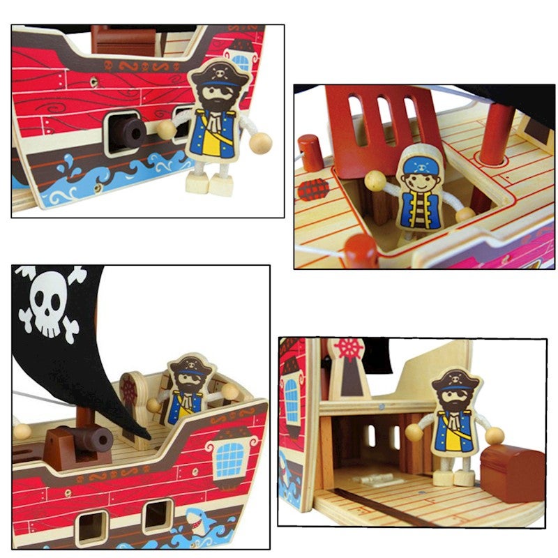 Pirate Ship QPACK Kids Wooden Toys Playset Boys Gift Present Idea 