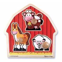 Melissa & Doug - Barnyard Animals Jumbo Knob Puzzle - 3pc